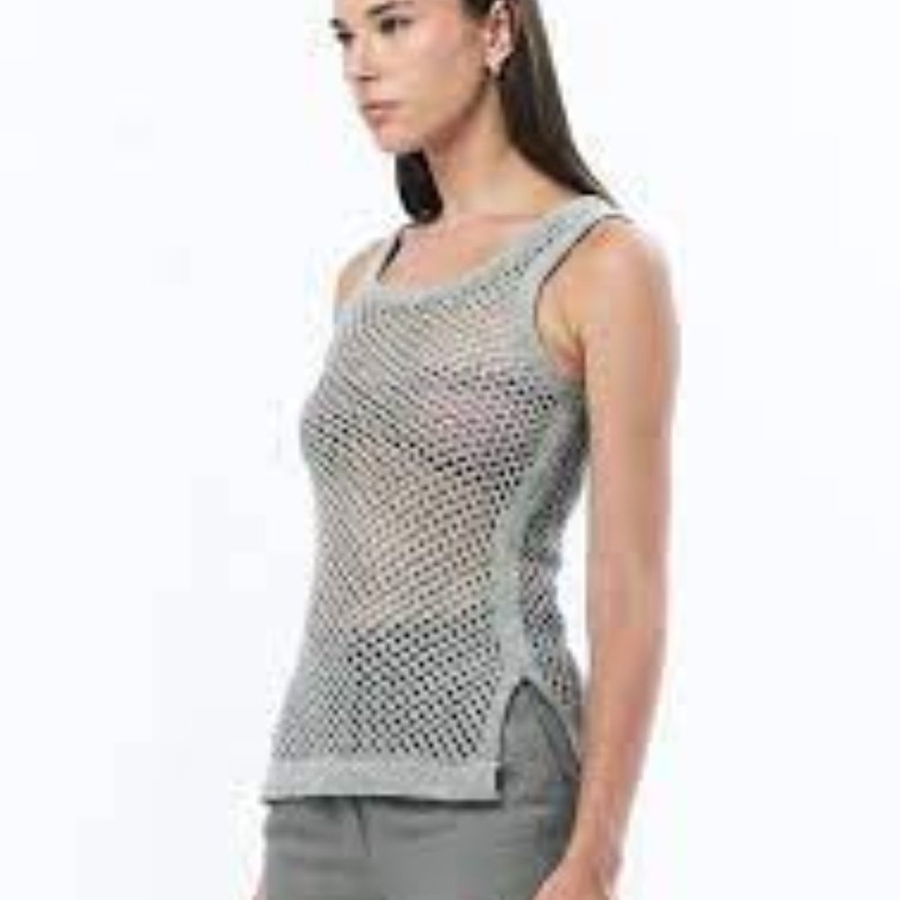 Jonny Cota Knit Mesh Singlet in Grey, Size Large